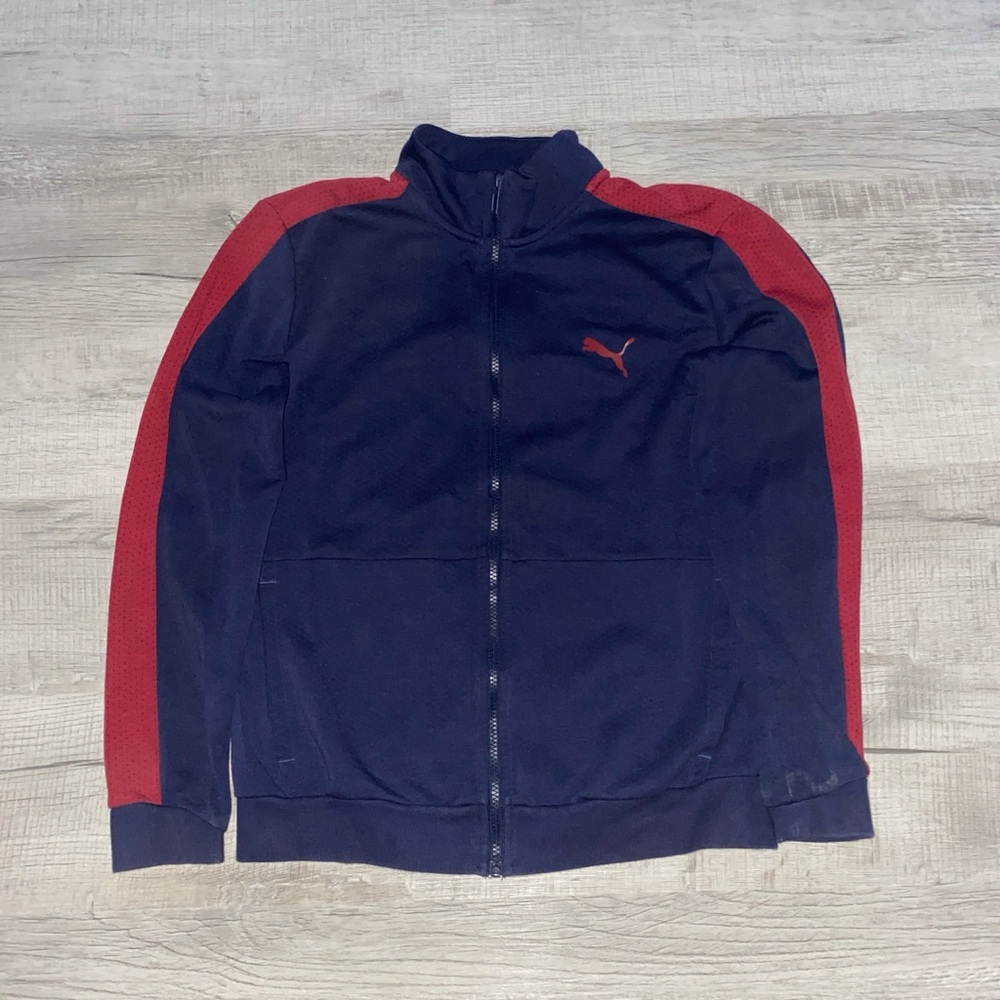 Puma Men's Zip-Up Sweater in Navy and Red